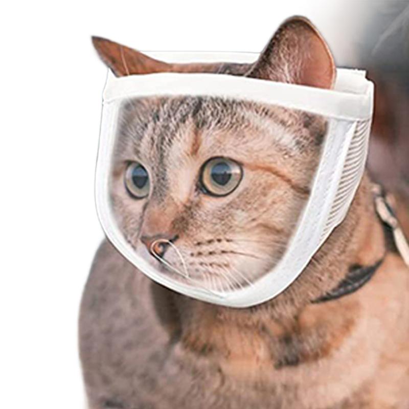 Cat Anti Bite Muzzle Breathable Pet Grooming Anti-Scratch Transparent Helmet Adjustable Kitten Mask for Nail Trimming Grooming