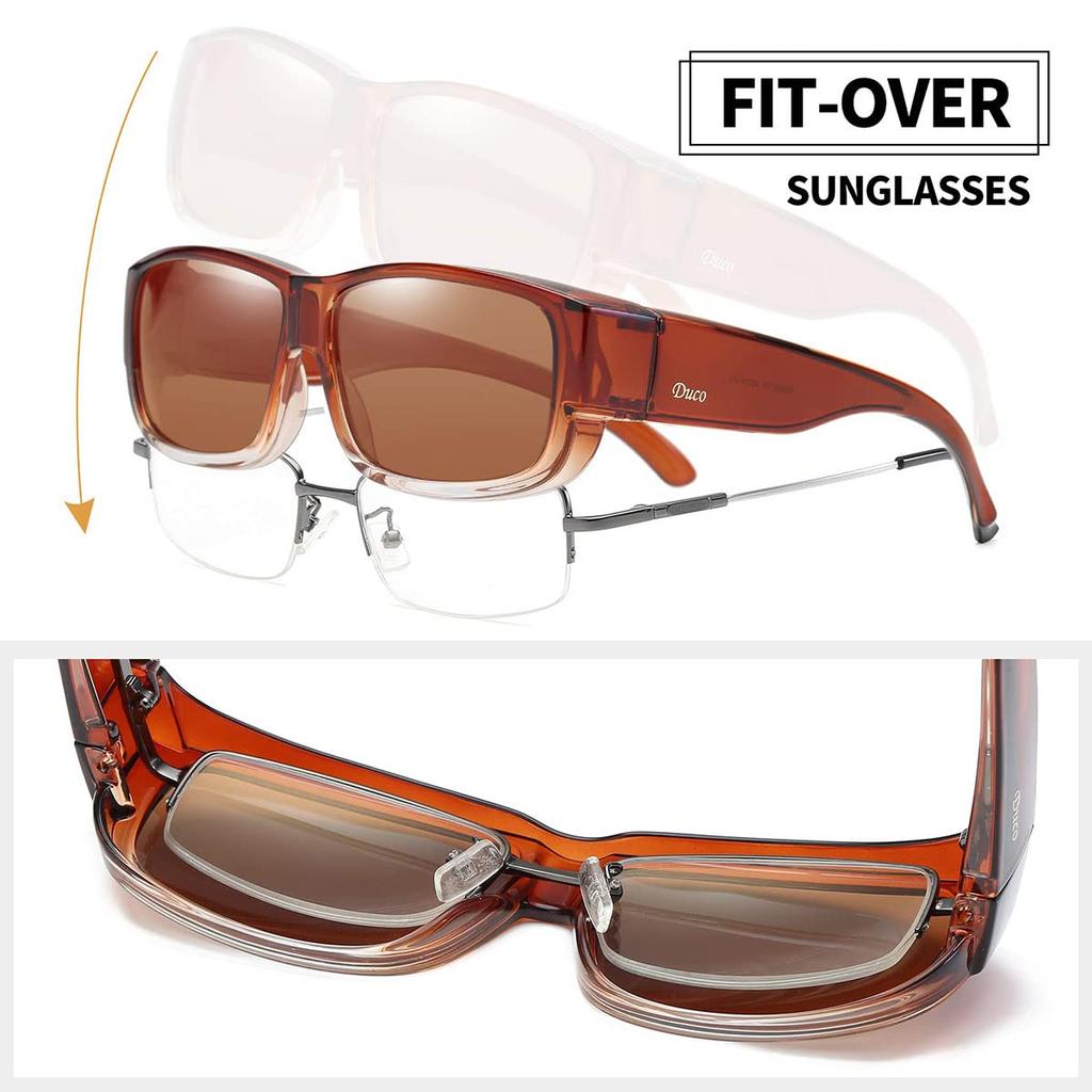 [DUCO] Over-the-glasses Sunglasses That Can Be Worn Over Regular Glasses. Polarized Lenses, UV400 Protection, Unisex. 8956