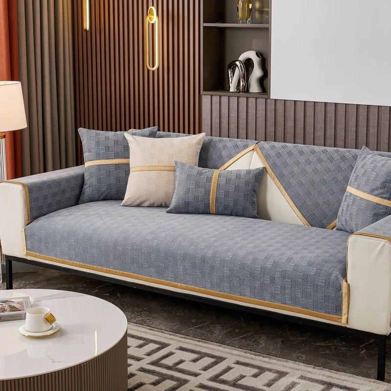 

Европейские чехлы для диванов, элитные роскошные синельные универсальные нескользящие кожаные диванные подушки, защита для мебели, чехлы для гостиной 70x70cm 1pcs