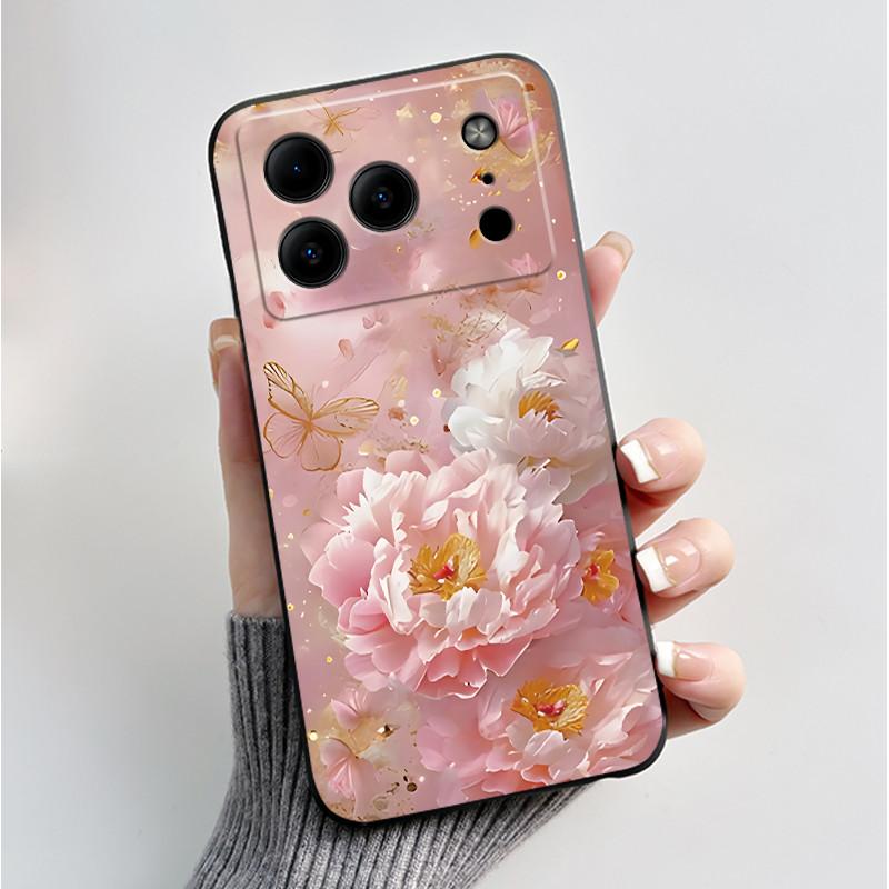 For Doogee Note 56 Case Luxury Fashion Butterfly Flowers Black Soft TPU Silicone Phone Cover for Doogee Note56 Shockproof Casing