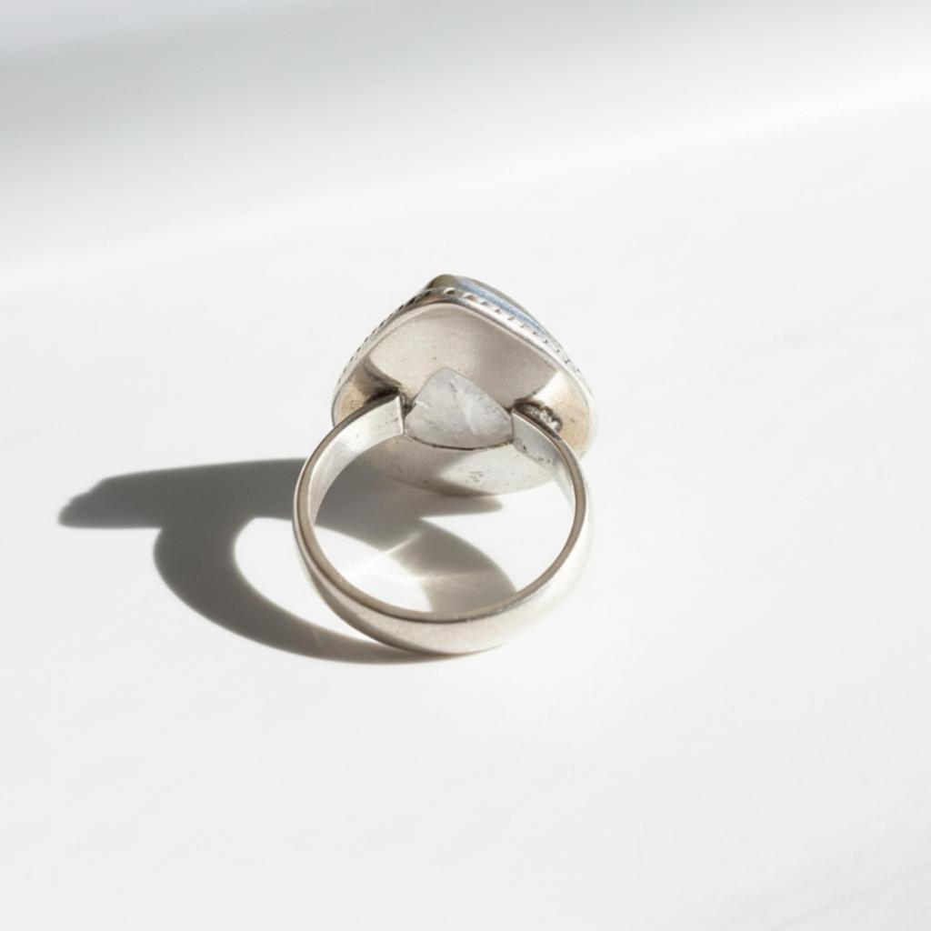 Rainbow Moonstone Statement Ring, 925 Solid Sterling Silver, Minimalist Women Ring, Everyday Wear Handmade Jewelry