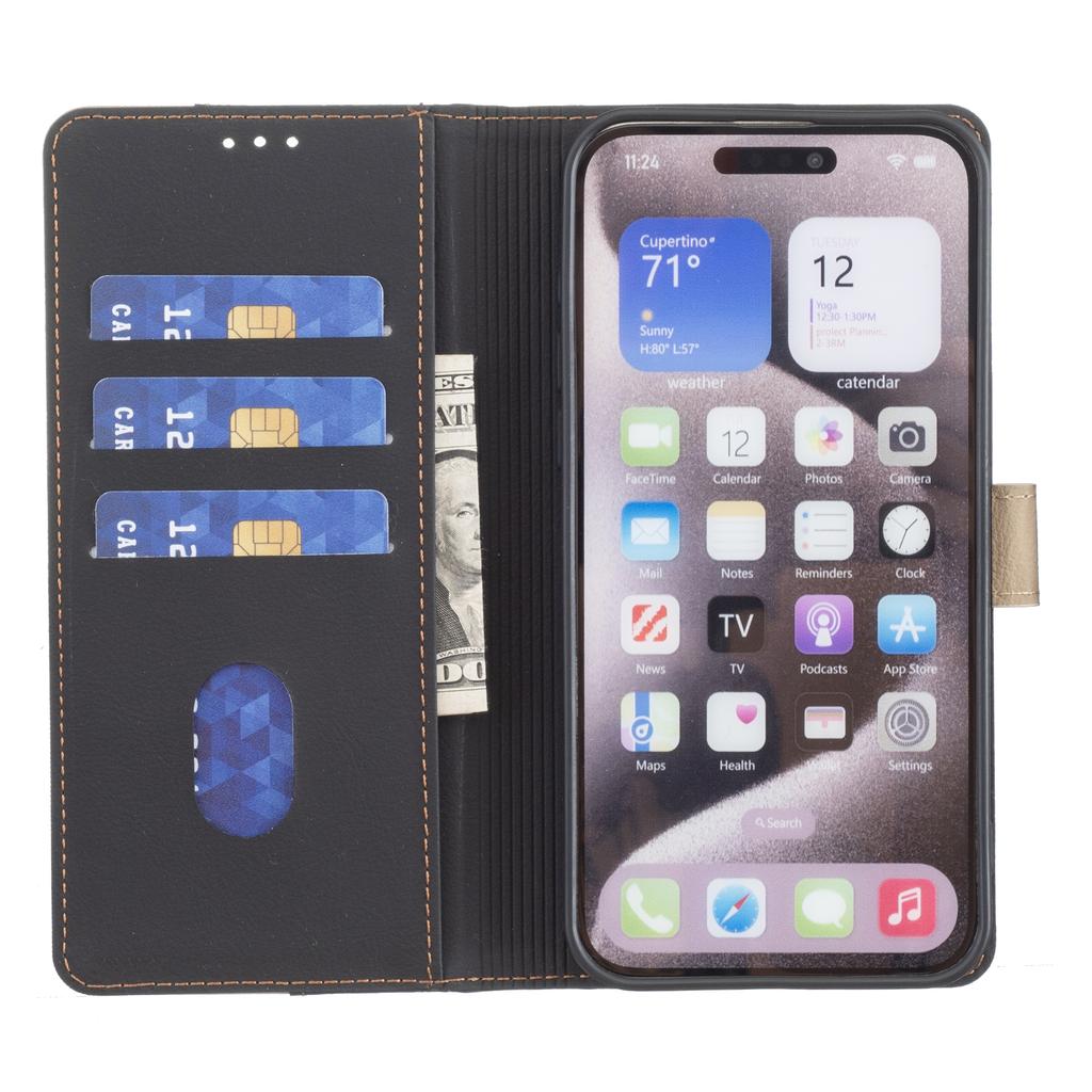 Two Color Patchwork Style Splicing Design PU Leather Flip Stand Wallet Phone Bag Case for Google Pixel 8,Pixel 8a,Pixel 8 Pro,Pixel 9,Pixel 9 Pro