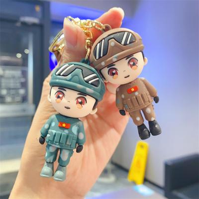 Exquisite Cartoon Firefighter Police Keychain Three-dimensional Doll Car Keychain Small Gift Children's Toy
