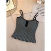 Thai Spice Girl Sexy Blue and White Striped Suspender Vest Women's Summer Unique and Beautiful Super Good-looking Sleeveless Off-Shoulder Top