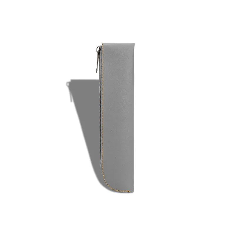 Simple Zipper Pen Holder PU Leather Pencil Bag Fountain Pen Storage Pouch Portable Pen Sleeve Case School Office Supplies