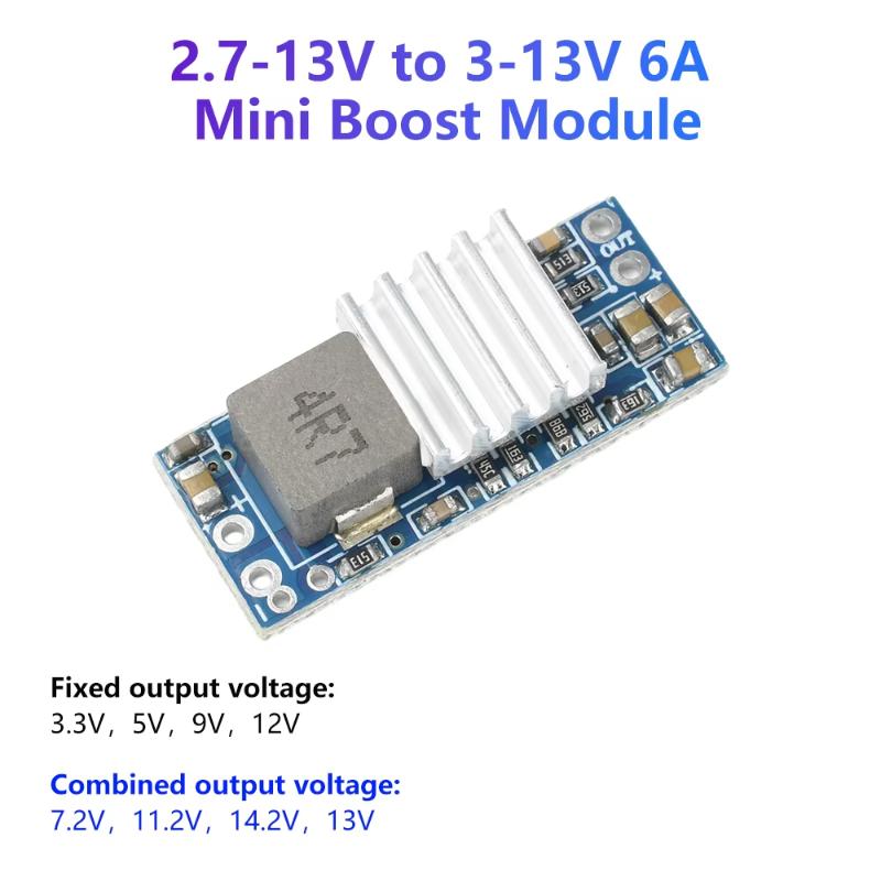 1Pcs 6A Mini Power Module Dc-Dc Boost Module 3.3V 5V 9V12V Fixed Output Step-Up Converter For Drones Rc Models Bec