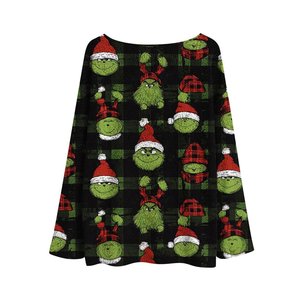 Dámský módní lehký svetr s vánočním potiskem, ležérní pletený pulovr s dlouhým rukávem