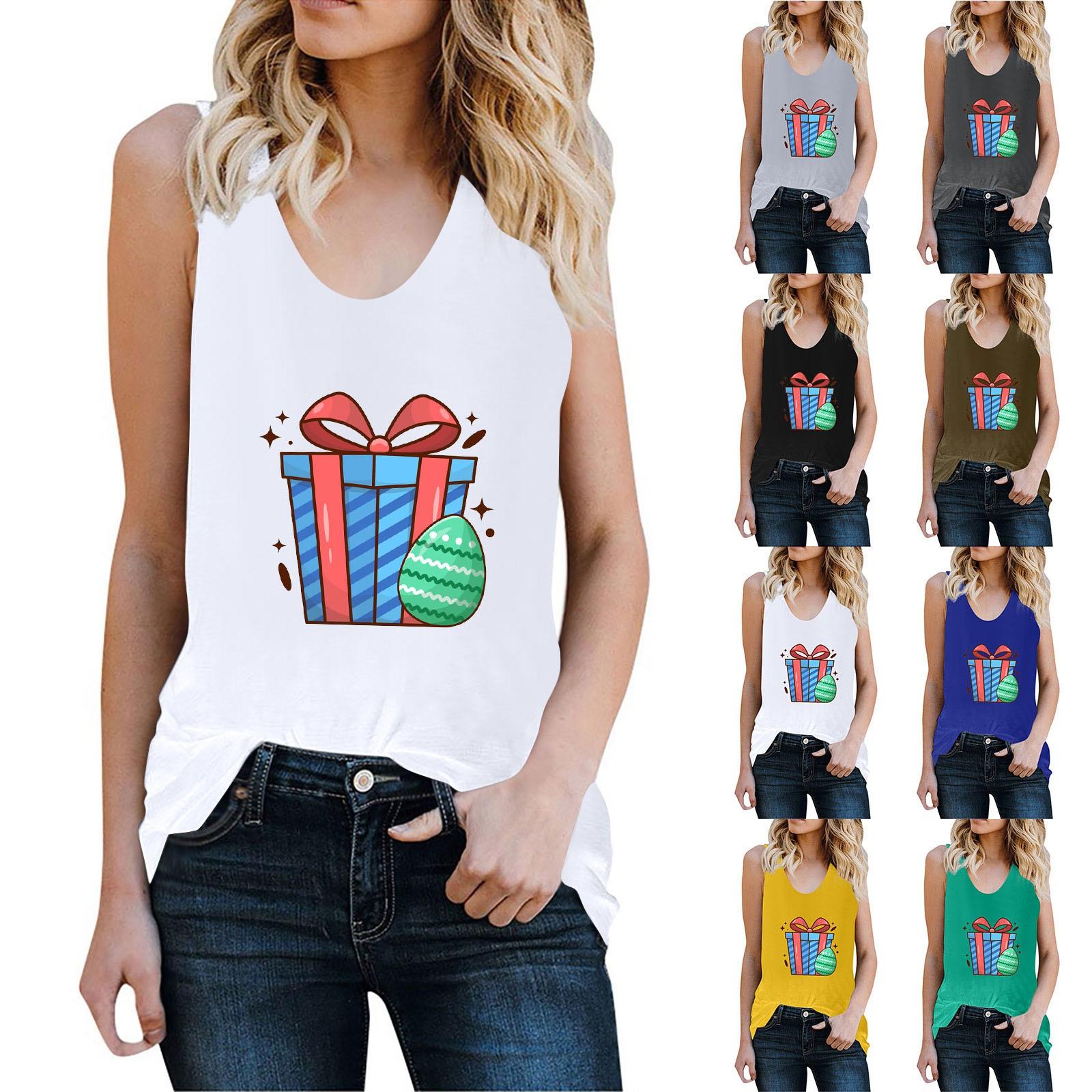 

Женская повседневная футболка без рукавов с пасхальным принтом, топ