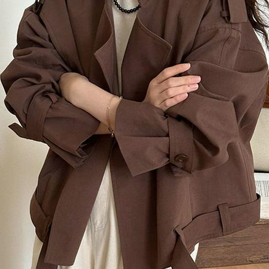 Korean-Style Casual Loose Petite Trench Coat - Trendy Women's Short Jacket for Spring & Autumn 2025