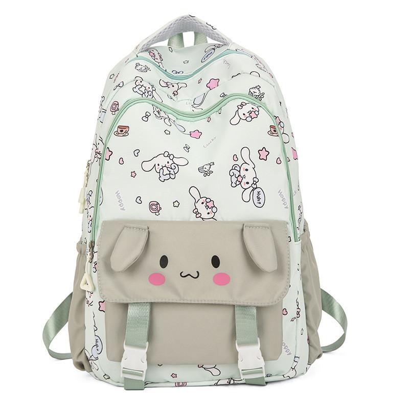 Trendy Pink Nylon Cinnamon Dog Backpack For Middle School And College Students Stylish Large Capacity Fashionable Travel Bag