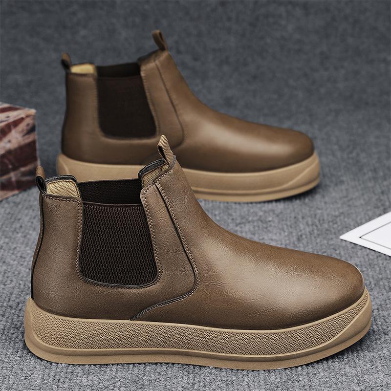 

Martin boots men s shoes autumn British style black retro Chelsea leather boots locomotive waterproof thick-soled mid-help tooling boots 44