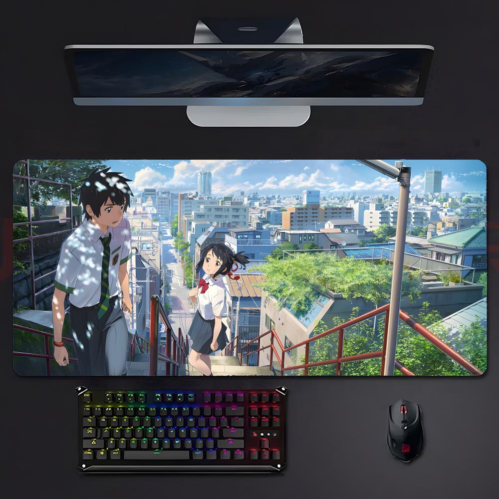 Sweet Romantic Anime Yyour Name Mouse Pad Large Gaming Mousepad With Stitched Edges Thickened Desk Mat Pc