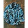 Retro-style Colour-block Print Men’s Long-sleeved Button-down Shirt