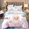 Cartoon Cute Labub 3D Printed Quilt Cover Three-Piece Set Student Dormitory Bedding Four-Piece Set