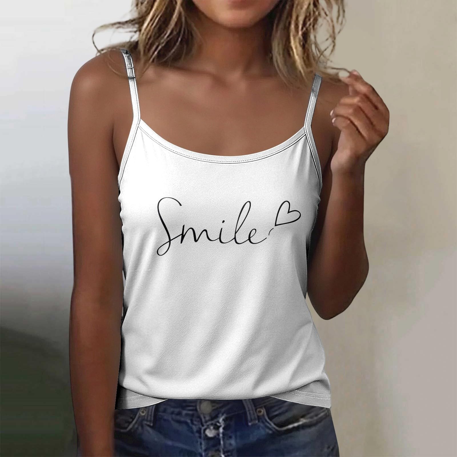 

Women s Basic Sleeveless Slim Fit Stretchy Camisole Tank Top with Round Neck and Adjustable Straps Suitable for Layering and Casual Wear S белый