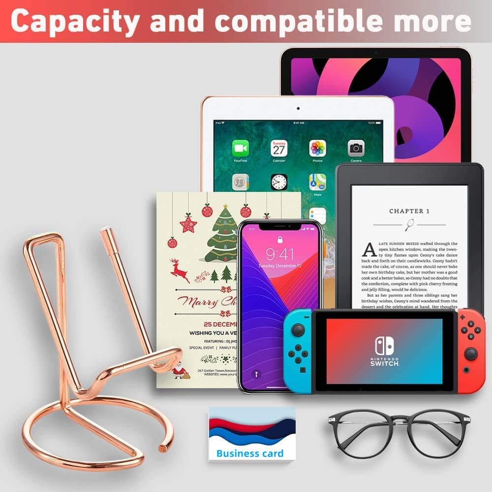 Cell Phone Stand for Desk, Metal Mobile Phone Stand Holder, Cute Rose Gold Cell Phone Display Holder Phone Dock Compatible with All Mobile Phones,