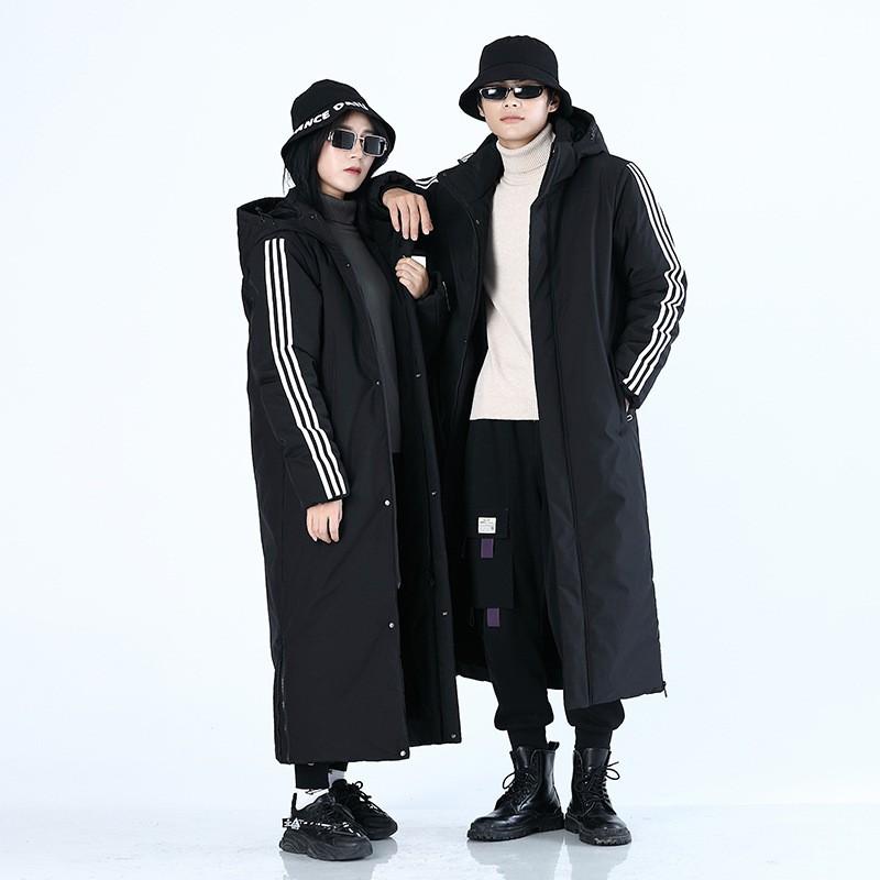 Unisex Long Winter Puffer Coat With Detachable Hood Warm Thick Cotton Jacket Men Women Students Casual Outdoor