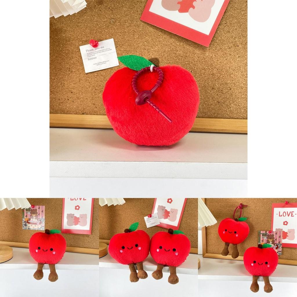 Adorable Red Apple Plush Keychain Cute Fruit Doll Bag Charm For Christmas Gifts