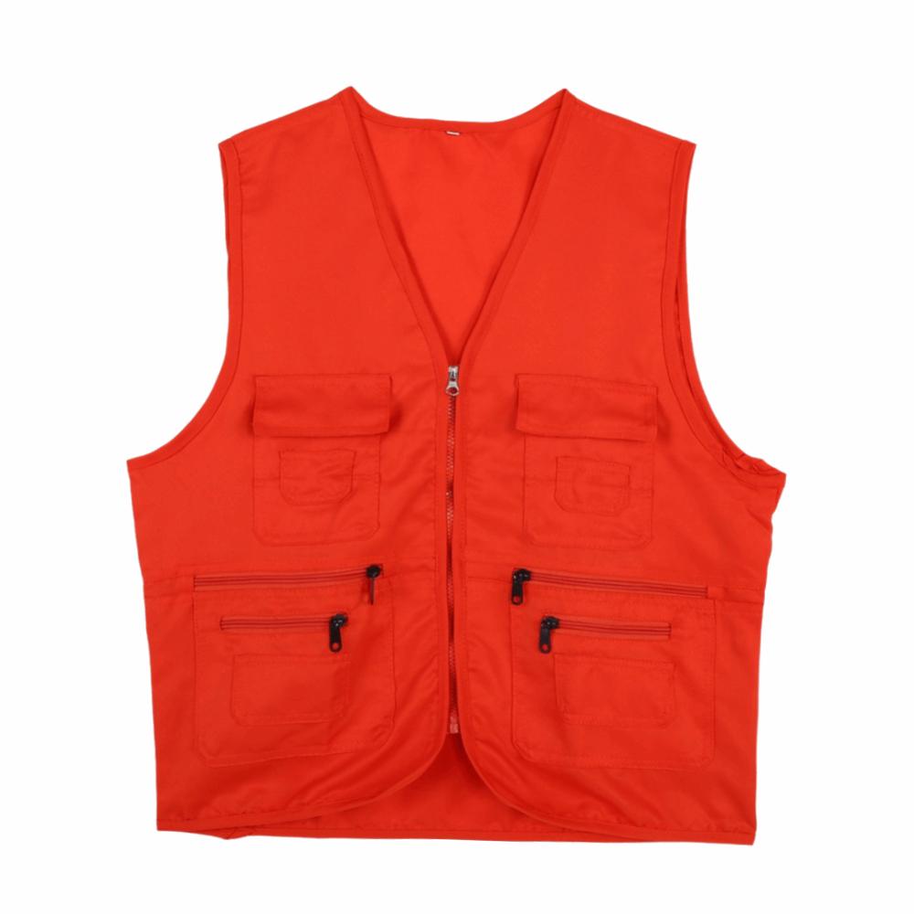 V Neck Cargo Vest Zip Up Outdoor Vest Durable Fishing Vest  Hiking