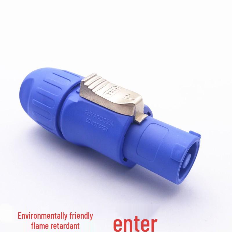 Eco-Friendly Flame Retardant 20A Aviation Plug with LED Display & 3-Core Fiber Optic Audio Power Socket