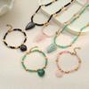 NIMAI 18K PVD Gold Stainless Steel Beaded Jewelry Set Natural Stone Heart Pendant Necklace Bracelet Set Women Factory