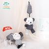 Happy Monkey Baby Crib Rattle: Black & White Cartoon Animal Wind Chime for Early Education