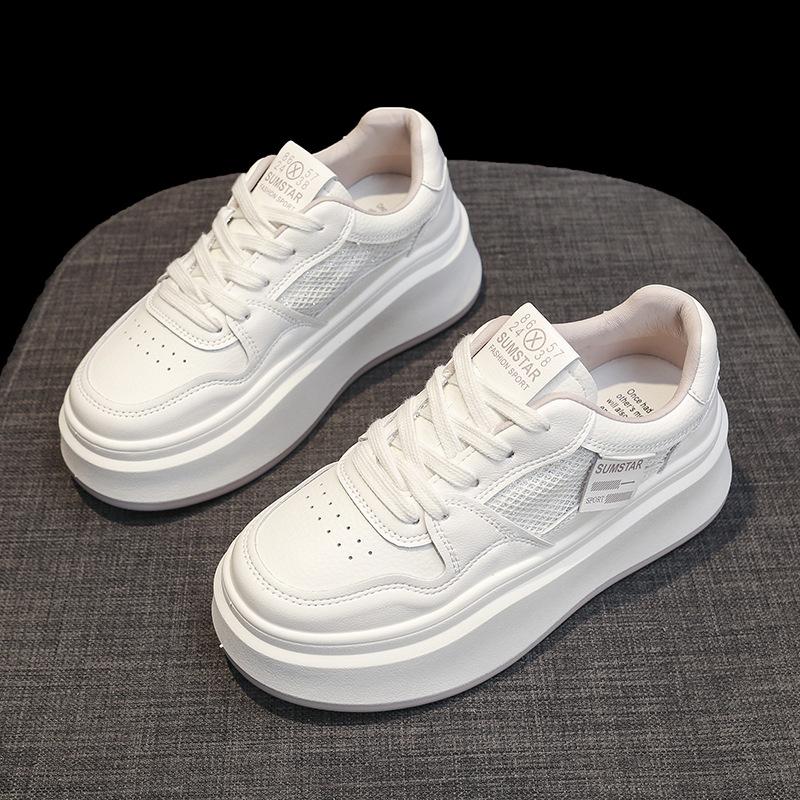 

Сетчатые дышащие летние тонкие кожаные толстые подошвы, увеличивающие рост, маленькие белые туфли, детские новые повседневные спортивные туфли для женщин 40