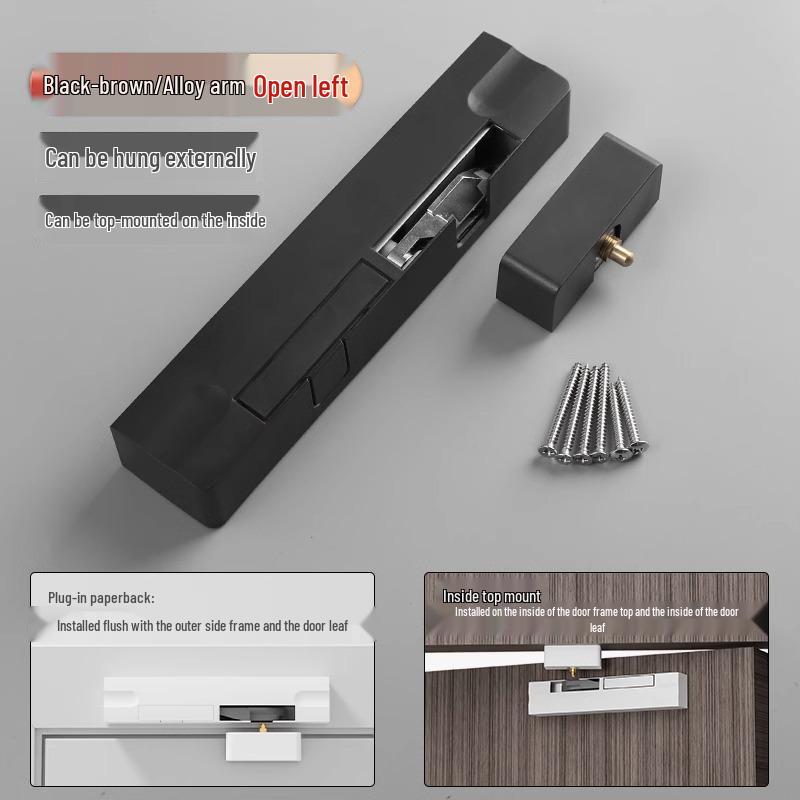 Invisible Wooden Door Closer with Rebound Damping for Outward Swing Doors