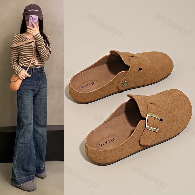 Fashion Woman Retro Suede Clog Slippers Women's Soft Cork Sole Comfortable Casual Mules Indoor & Outdoor Non-Slip Fashion Home Slippers