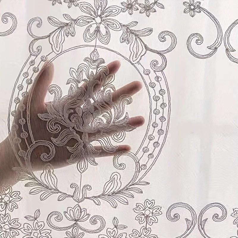 White Lace Curtain Semi Sheer Punch Embroidered Hanging Basket Bedroom Living Room Balcony