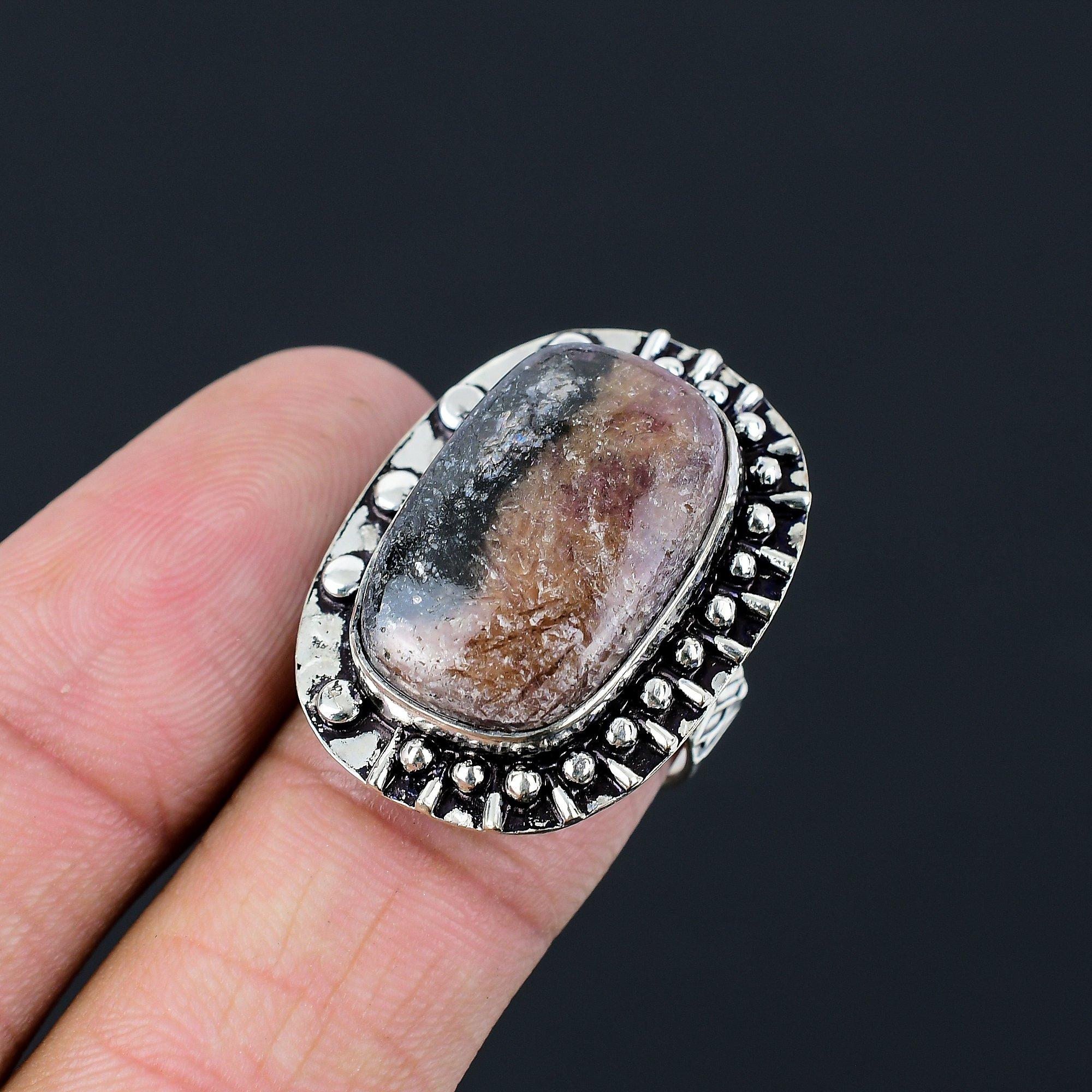 Daughters Day Sale 925 Silver Rhodonite Gemstone Stackable Ring Jewelry US 7.5 7.5