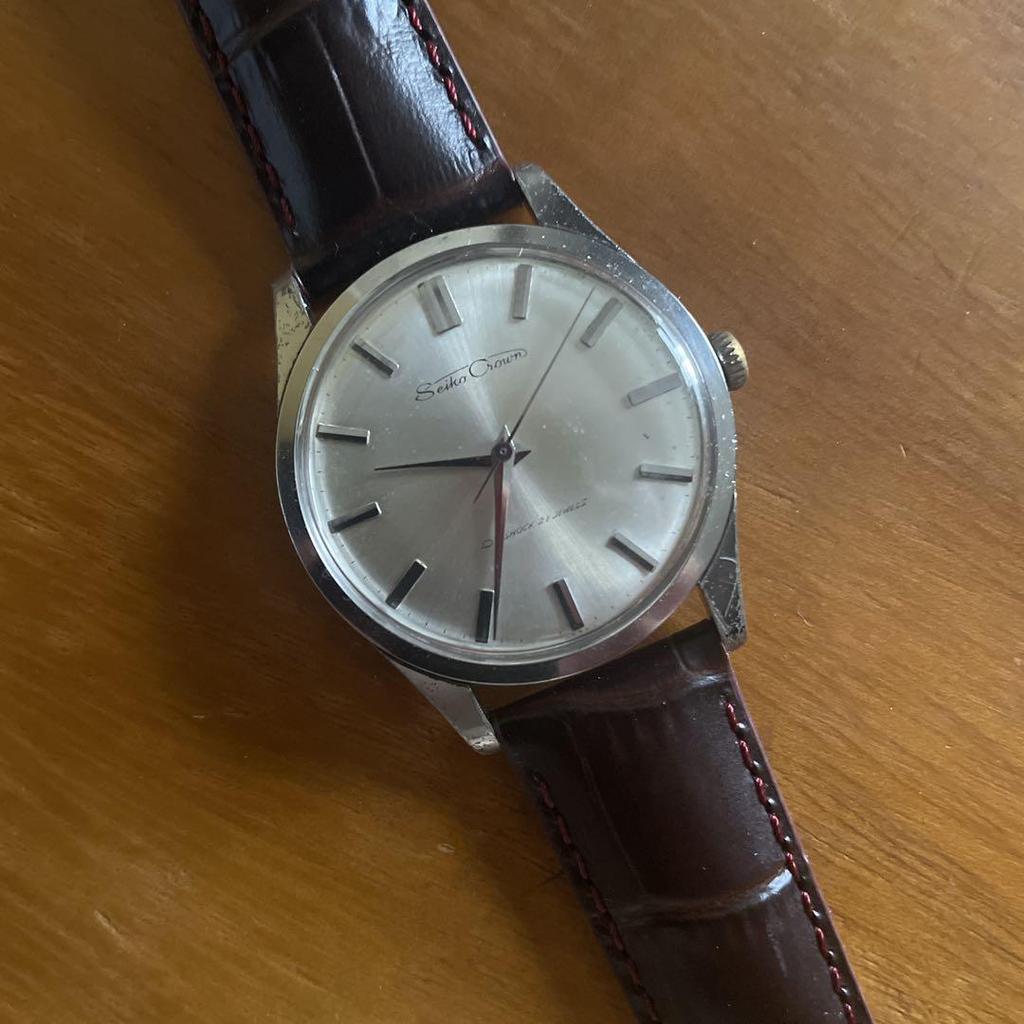 [USED] Seiko Crown Gold Movement STP with SEIKO Leather Strap, Working