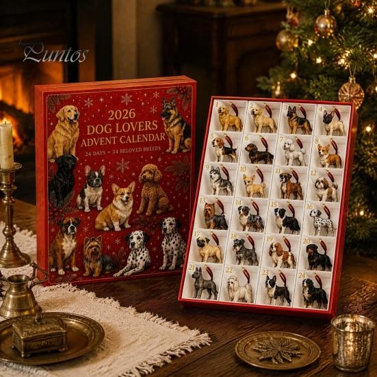 Regalo di Natale per Proprietari di Animali Domestici Calendario dell'Avvento a Tema 2026, Conto alla Rovescia di 24 Giorni con Set Unico Pz Mini Ornamenti 3D Gatto Cane, Regali per le Feste Casa