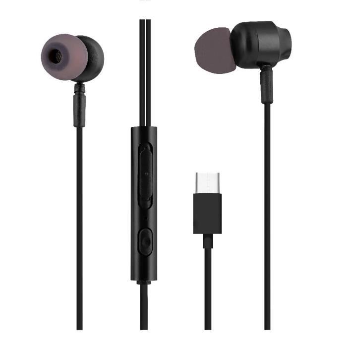 Ecouteurs Type-C - T'nB - Intra-auriculaire - Noir - Contrôle Du Volume - Micro Universel