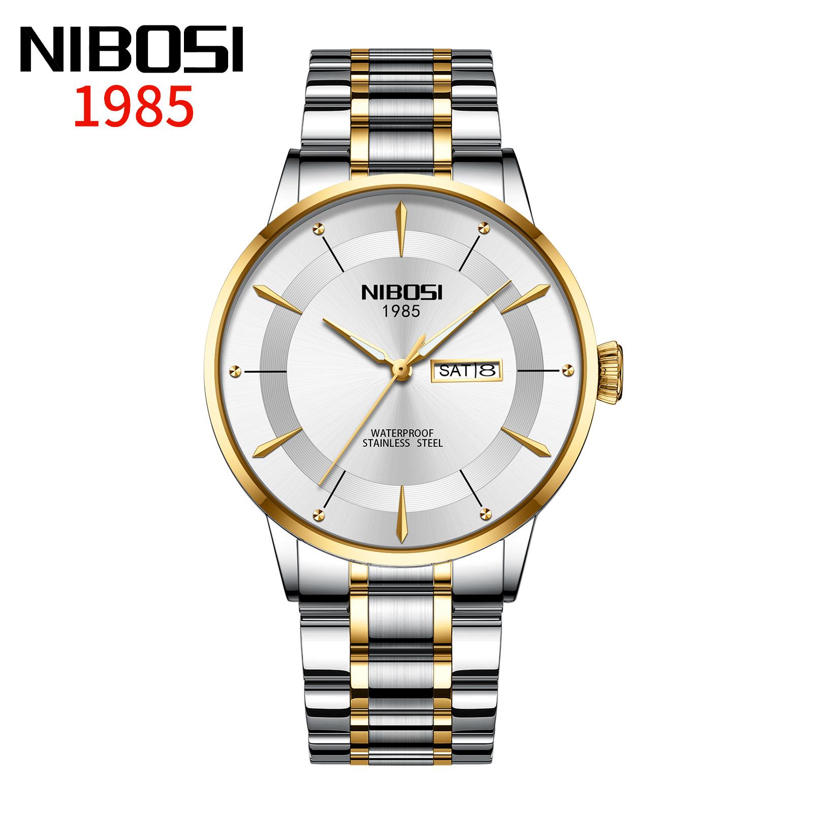 

NIBOSI Новые мужские часы Водонепроницаемые кварцевые часы со светящимся календарем