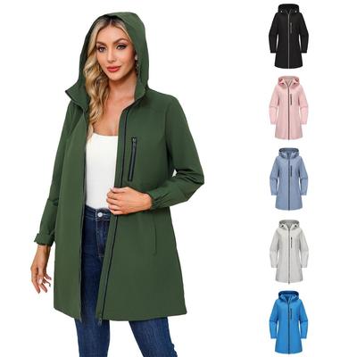 Women's Outdoor Windproof Waterproof Jacket Hooded Long Sleeve Loose Casual Spring Autumn Coat