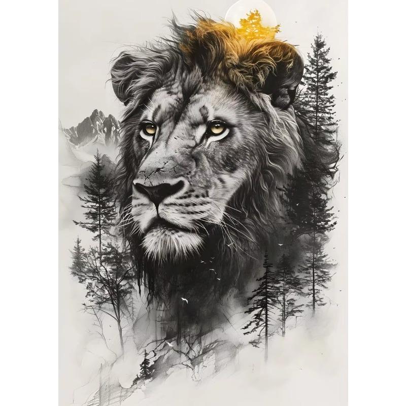Animal and Forest Poster Eagle Wolf Tiger Lion Cat Panda Fox Tree Canvas for Living Room Home Decor Wall Art Mural