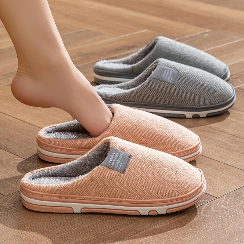 Cotton Slippers Autumn and Winter 2025 New Indoor Home Warm Thickened Slippers Couple Home Non-slip