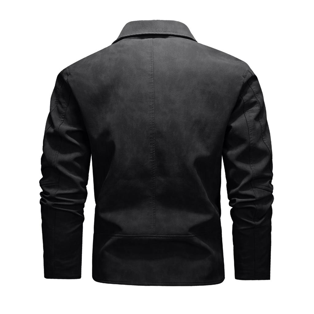 Men's Trendy Motorcycle Multi Zipper Leather Jacket Leather Jacket With Large Lapel Suit Jacket