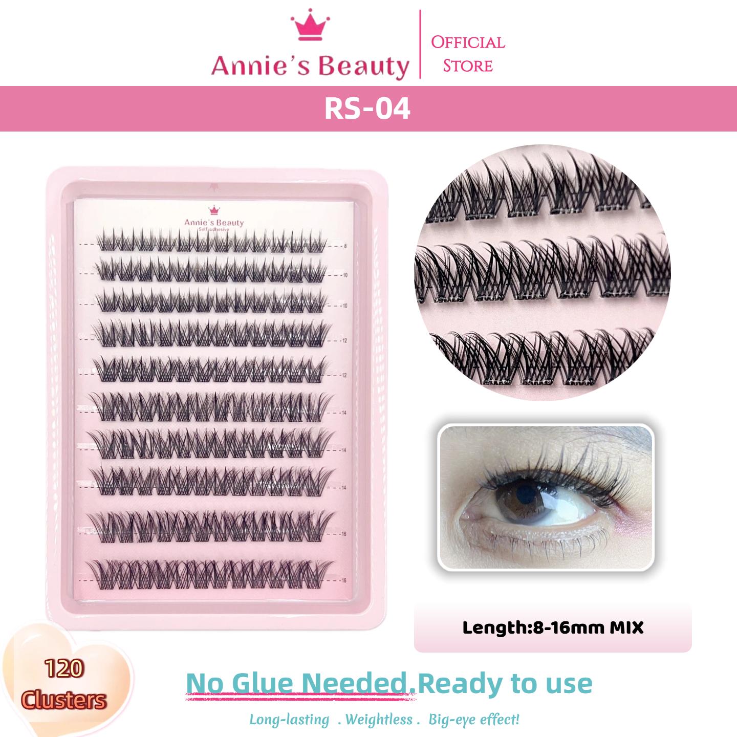 

Клейкі Накладні Вії Annie s Beauty Без Клею, Самоклеючі, Для DIY, Індивідуальні Пучки 8мм-16мм, 120 Пучків, Макіяж Roselin-4