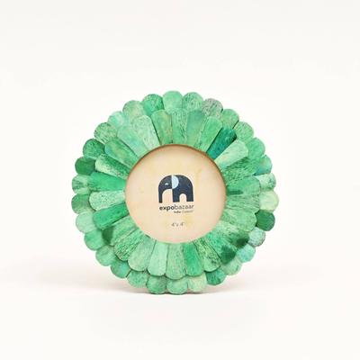 Round Sunflower Photo Frame -Green