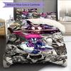Juego de Cama con Estampado de Anime Colcha Funda de Colcha Funda de Almohada Decoración del Hogar Regalo de Cumpleaños (1 * funda nórdica + 2 * fundas de almohada, sin núcleo)