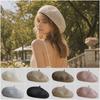 Solid Color Hollow Beret Hollow Knitted Pumpkin Hat Casual Painter Hat  Women