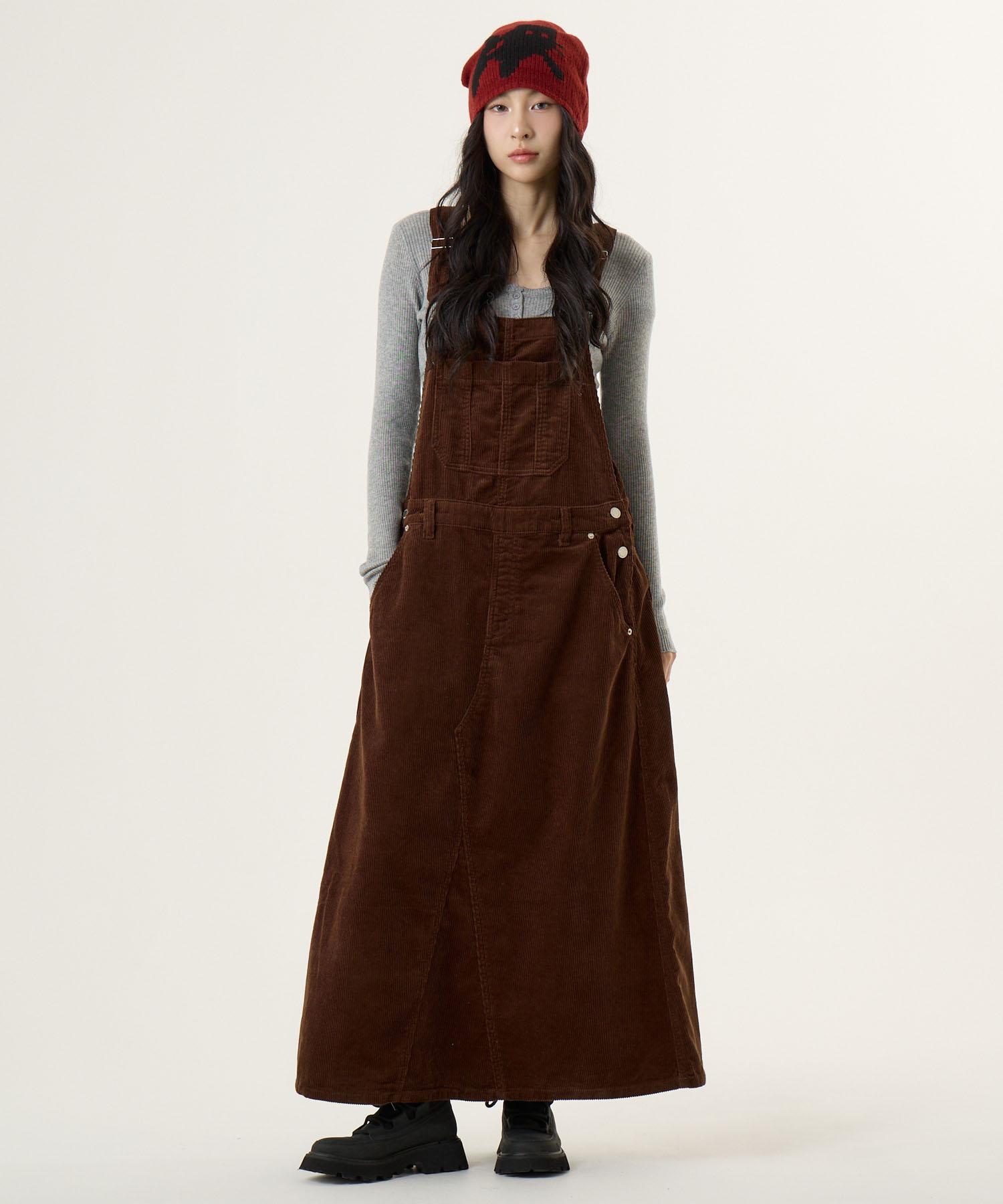 Unknown Planet Overalls Corduroy Long Skirt
