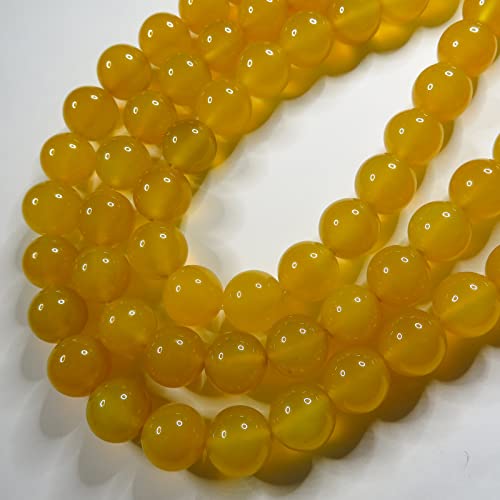 SmileStone Yellow Agate Round Beads (12mm) - Sold as a Strand (Approx. 38cm)