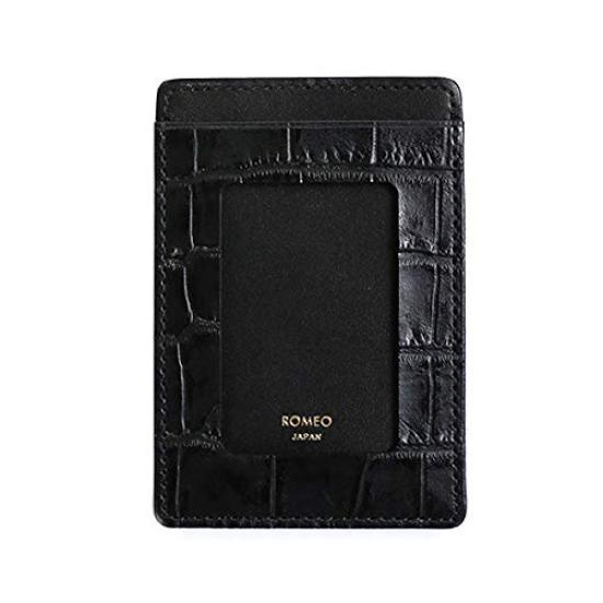 Romeo Crocodile Embossed Pass Case чёрный