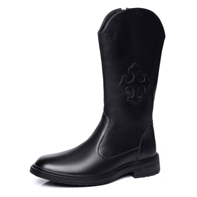 Men’s Motorcycle Boots Western Boots Black Jockey Boots Casual Street Style Cool Brown High Boots Plus Size