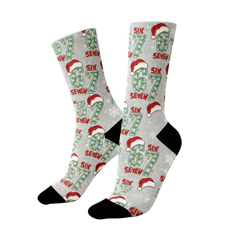 Custom  Fashion  Socks 67 Letter Socks 3D Printed Mid-calf Long Socks, 360-degree Seamless Socks for Men and Women