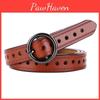 Vintage Style Leather Belt For Women With Alloy Pin Buckle And Pure Color Design