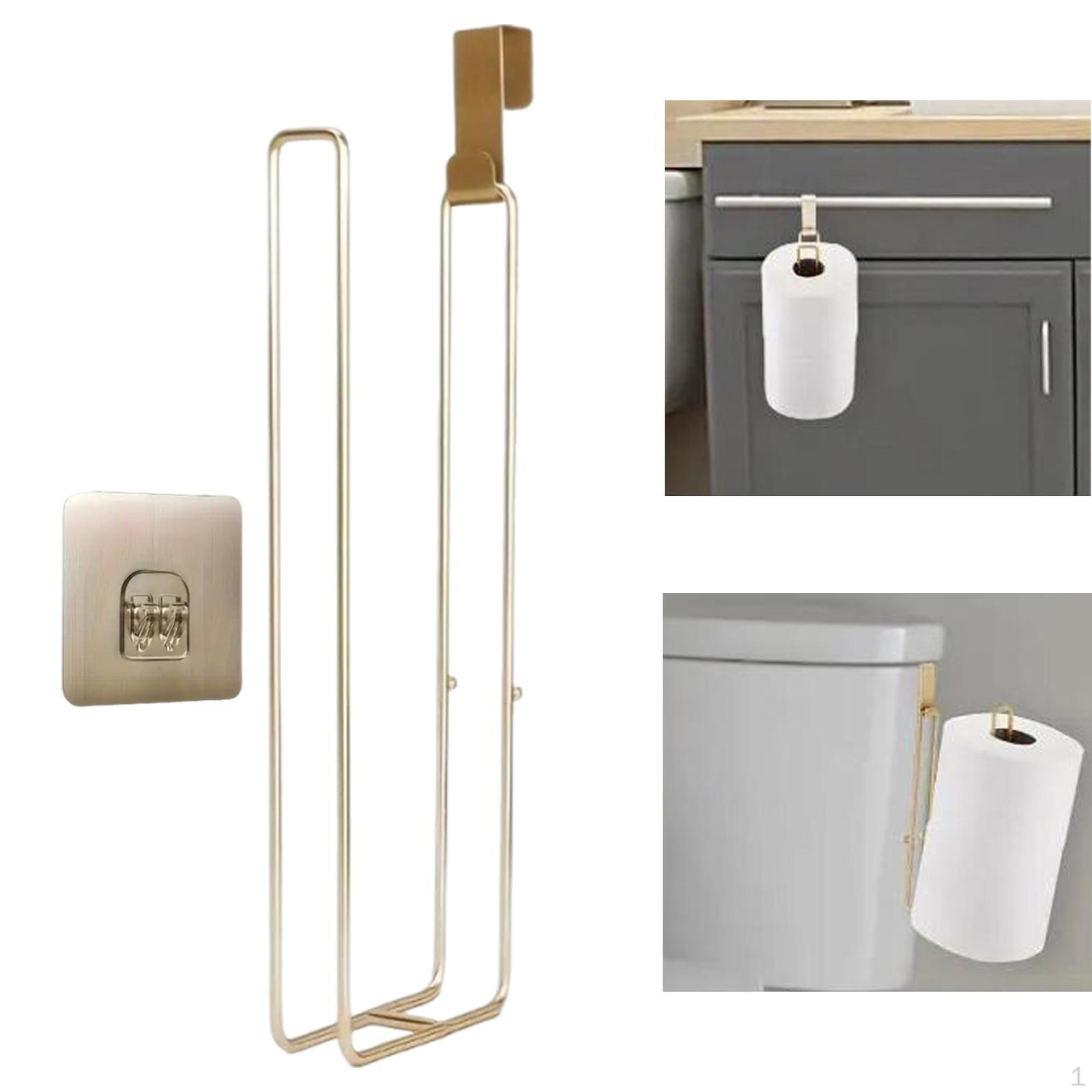 

Toilet Paper Holder over The Tank Convenient Organizer Self Sticky Wall Mount for 3 Rolls Golden